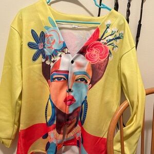 Vibrant Yellow Artistic Women's Top